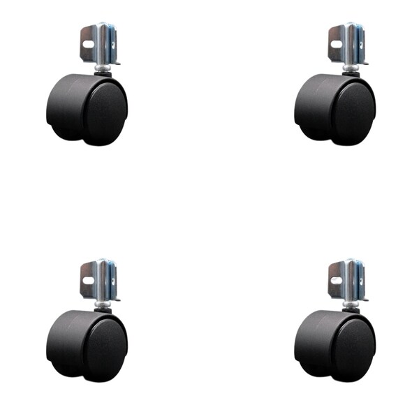2'' Nylon Twin Wheel Casters with Corner Mounting Bracket , 4PK